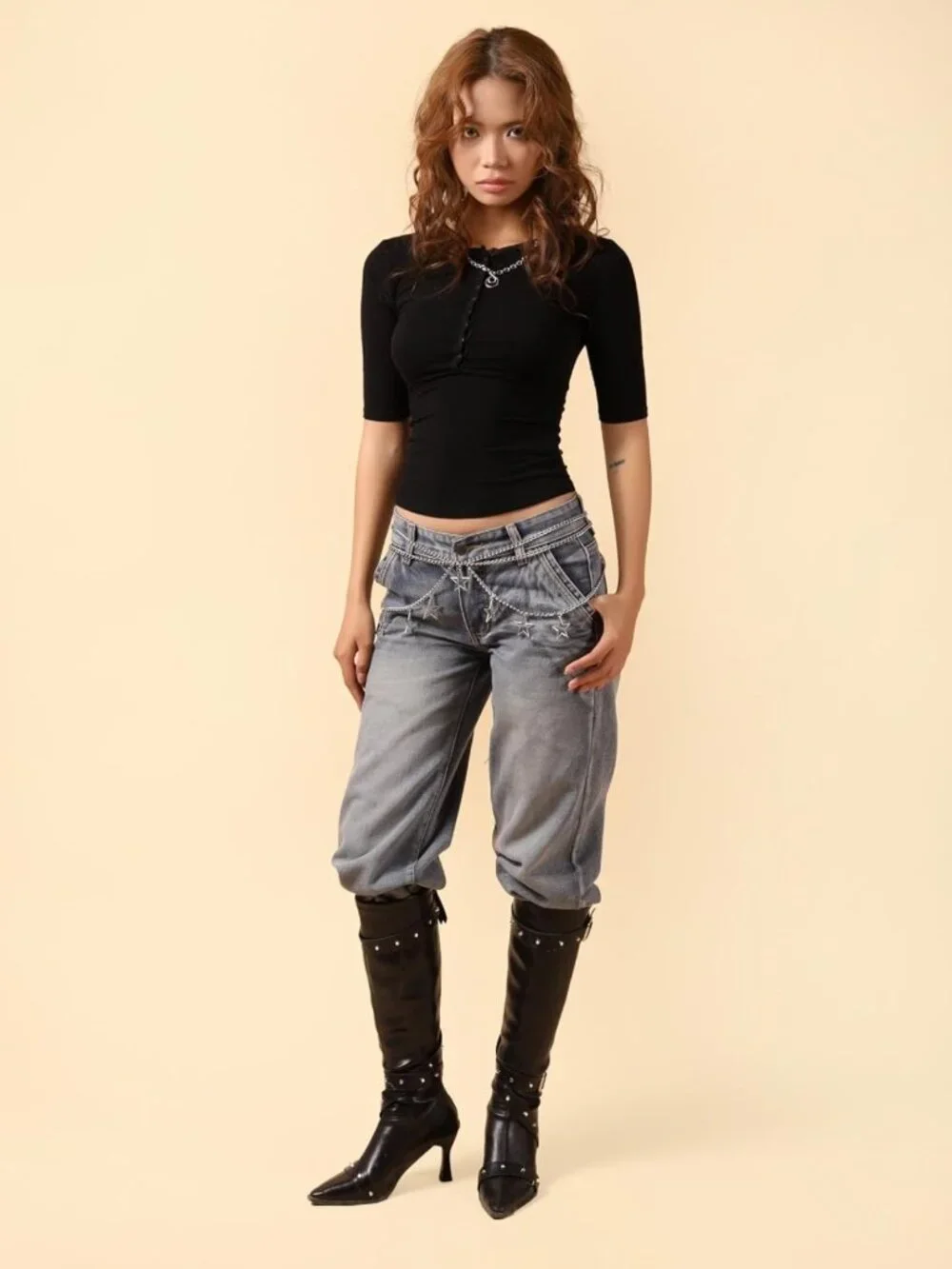 Goth Y2K Star Waist Chain Belt | Punk Emo Grunge Aesthetic Body Jewelry